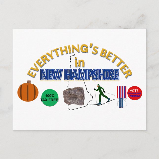 Alles ist besser in New Hampshire Postkarte (Vorderseite)
