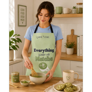 Alles ist besser mit Matcha ,Matcha-Grüntee Schürze