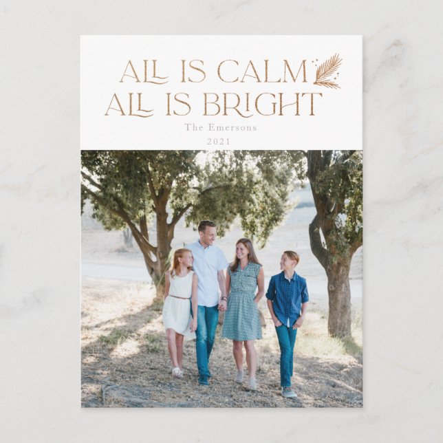 Alles ist Calm All ist ein helles Weihnachts-Foto Postkarte (Vorderseite)