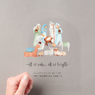 Alles ist Calm Nativity Scene Weihnachtsakrylcard Acryleinladungen
