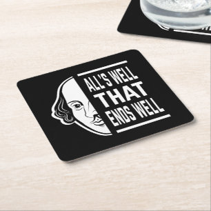 Alles ist gut, dass endet gut Shakespeare Zitat Rechteckiger Pappuntersetzer