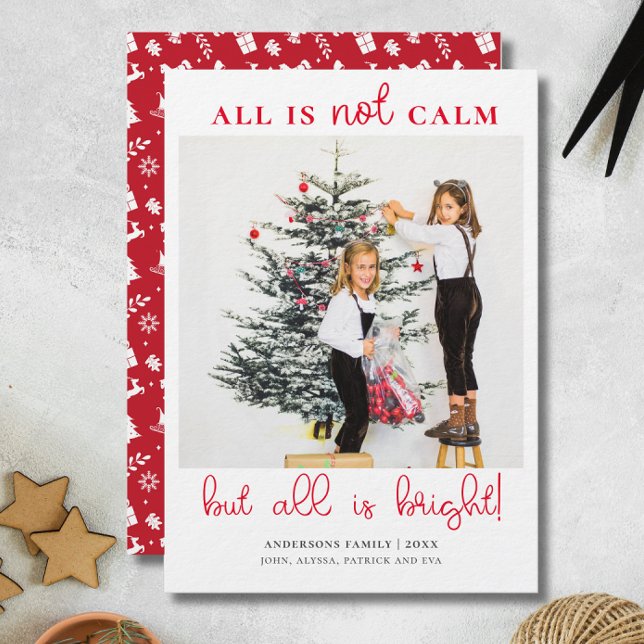 Alles ist gut Spaß Weihnachten Kinder Foto (all is not calm  but All is bright merry Christmas card)