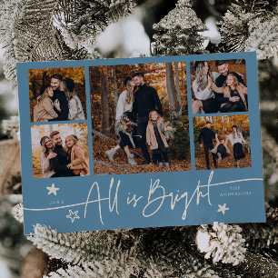 Alles ist hellblaue Mehrfach-Foto-Weihnachtskarte Feiertagskarte