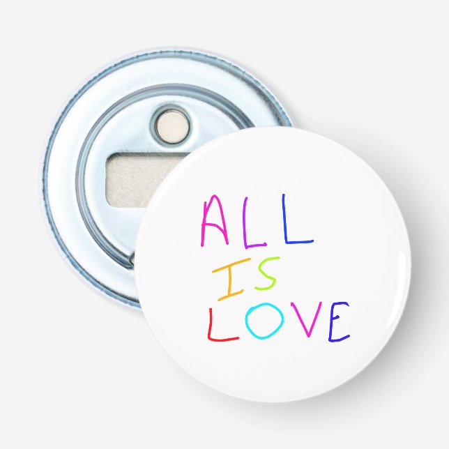 Alles ist Liebe Regenbogen farbenfroher Stolz LGBT Flaschenöffner (Vorderseite)