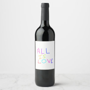 Alles ist Liebe Regenbogen farbenfroher Stolz LGBT Weinetikett