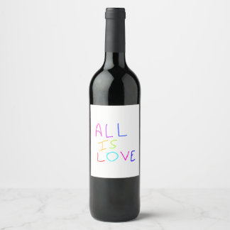 Alles ist Liebe Regenbogen farbenfroher Stolz LGBT Weinetikett