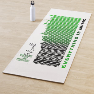Alles ist Music Green Sound Barcode Monogram Yogamatte