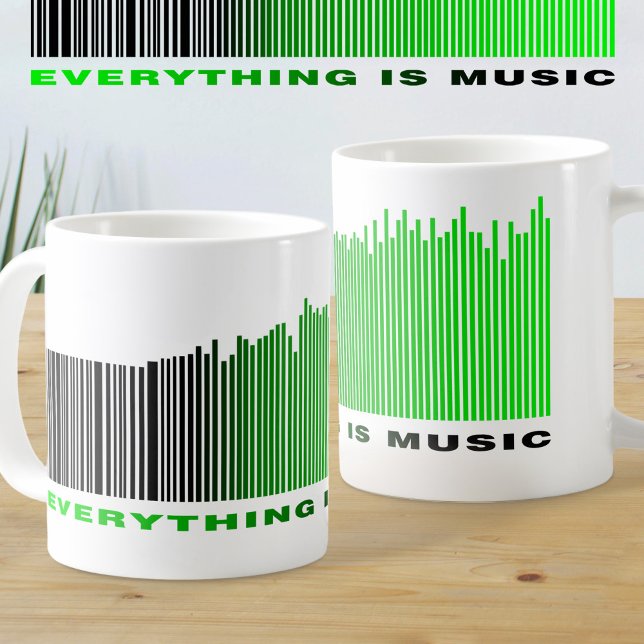 Alles ist Music Text Green Barcode Song Player Kaffeetasse (Von Creator hochgeladen)