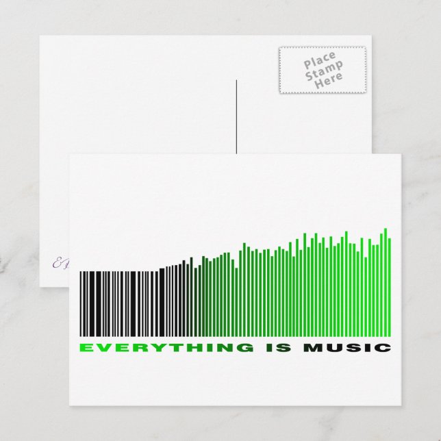 Alles ist Musik Zitat Green Barcode Equalizer Postkarte (Vorne/Hinten)