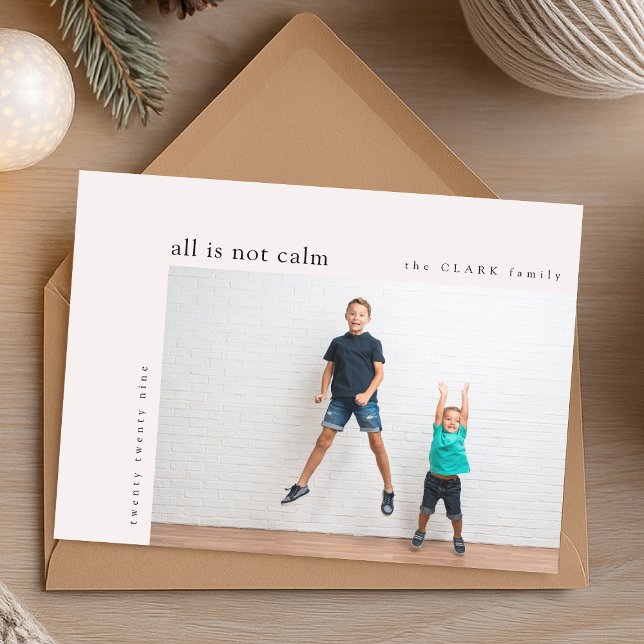 Alles ist nicht ruhig Minimal Weihnachten Aquamari (Personalize your stylish holiday card with your favorite family photo)