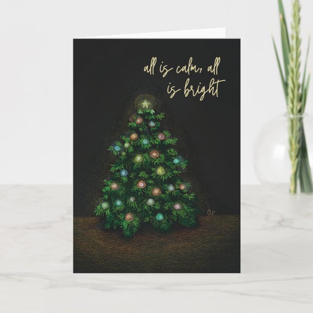 "Alles ist ruhig, alles ist hell" Weihnachtskarte Dankeskarte (Vorderseite)