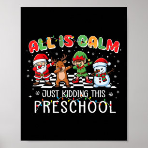 Alles ist ruhig lustiges Weihnachten Vorschule Wei Poster