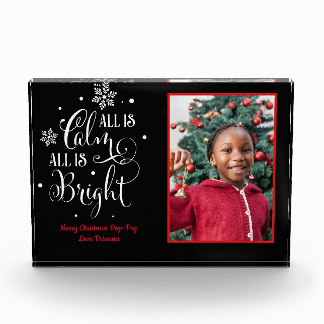 Alles ist ruhig/Weihnachts-Zitat/Acrylgeschenk Fotoblock (Vorderseite)