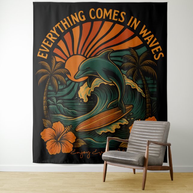 Alles kommt in Waves Retro Wandteppich (Beispiel)