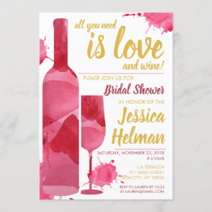 Alles Liebe-WeinPlashwatercolor-Brautparty Einladung