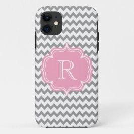 Alles Mädchenchic-Rosa und graue Zickzack Case-Mate iPhone Hülle