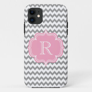 Alles Mädchenchic-Rosa und graue Zickzack Case-Mate iPhone Hülle