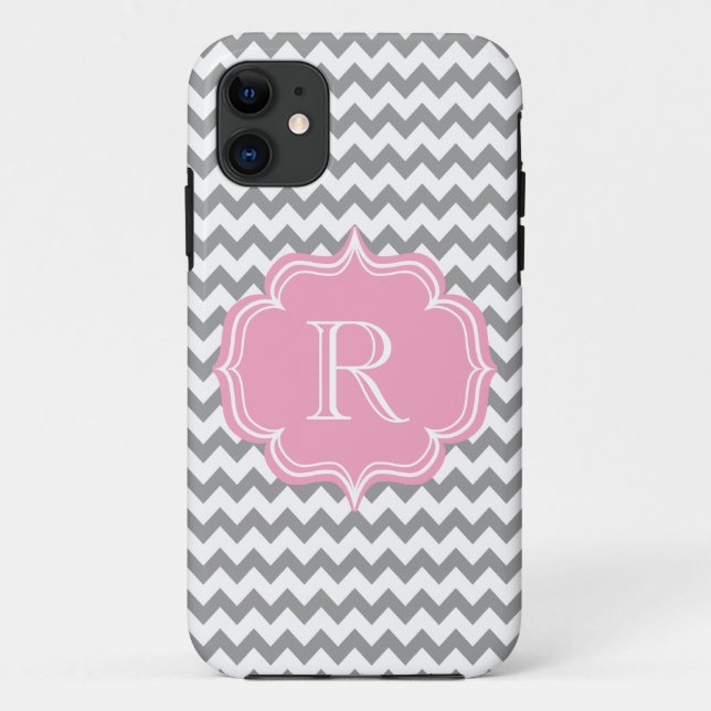 Alles Mädchenchic-Rosa und graue Zickzack Case-Mate iPhone Hülle (Rückseite)