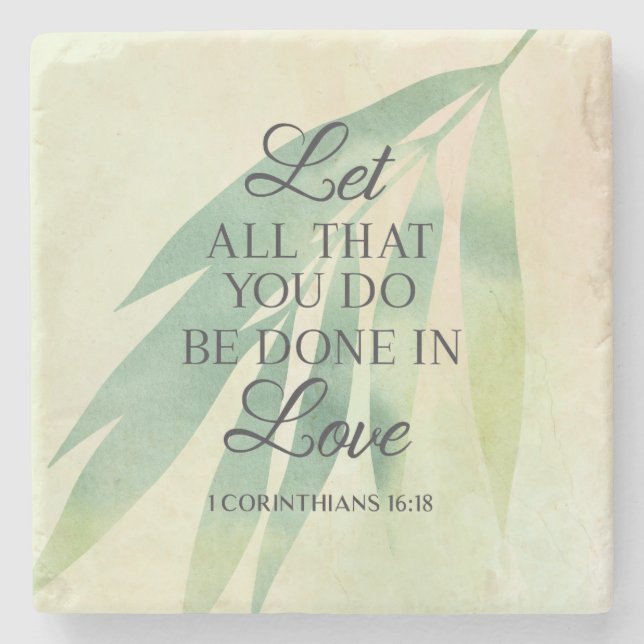 Alles mit der Liebe Bible Verse Steinuntersetzer (Vorderseite)