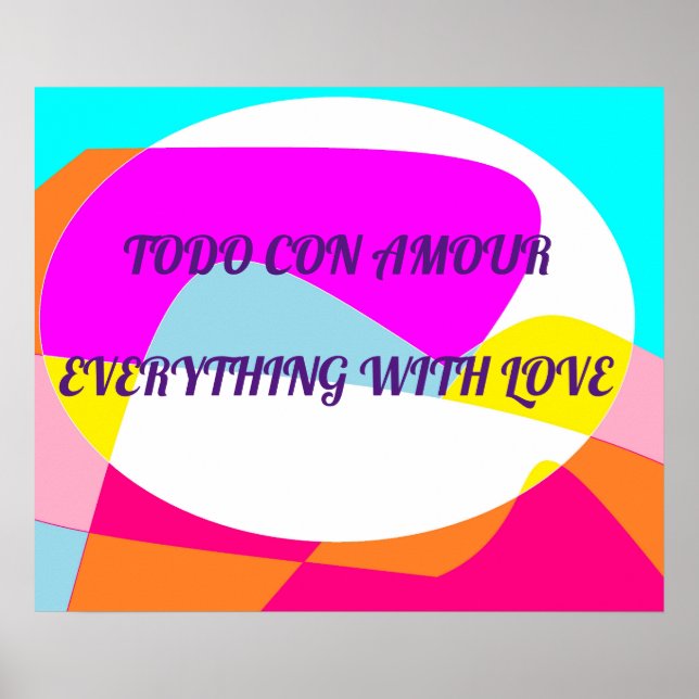 Alles mit Liebe auf rosa gelben Mustern Poster (Vorne)