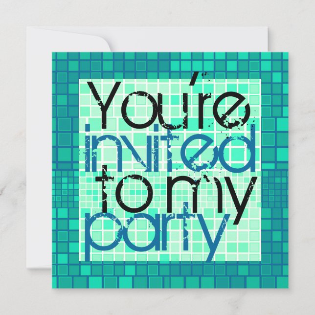 Alles Party Einladungs-Grün-Mosaik Einladung (Vorderseite)