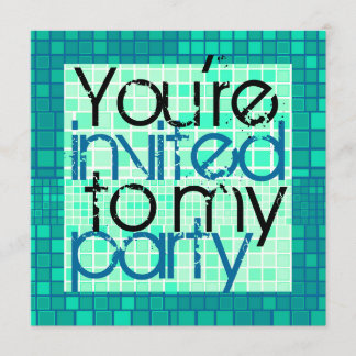 Alles Party Einladungs-Grün-Mosaik Einladung