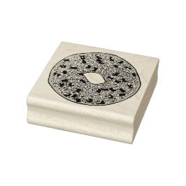 Alles Poppy Sesam Seed Bagel Frühstück Essen Gummistempel