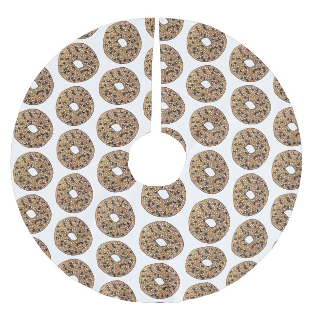 Alles Poppy Sesam Seed Bagel Frühstück Essen Polyester Weihnachtsbaumdecke (Vorderseite)