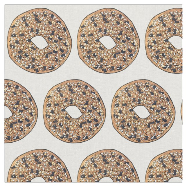 Alles Poppy Sesam Seed Bagel Frühstück Essen Stoff (Nahaufnahme)