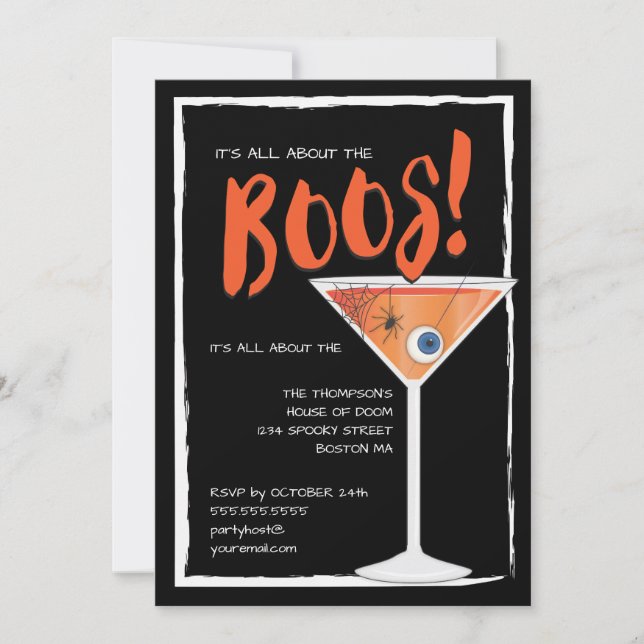 Alles rund um das Boos Funny Halloween Cocktail Pa Einladung (Vorderseite)