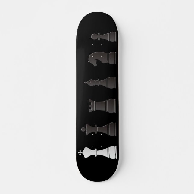 Alles schwarze Weiß, Schachstücke Skateboard (Vorne)