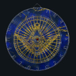 Alles sehende mystische Auge im Freimaurerkompaß Dartscheibe<br><div class="desc">Alles sehende mystische Auge im Freimaurerkompaß auf Lapislazuli</div>