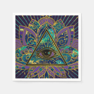 Alles sehende mystische Auge in der Lotos-Blume Serviette