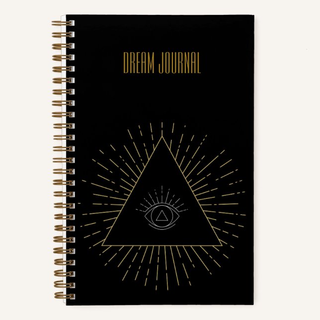 Alles sieht Auge | Dream Journal | Schwarz & Gold Notizbuch (Vorderseite)