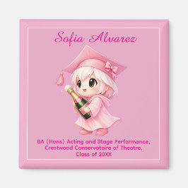 🎓 Alles Text Chibi Champagner Abschlussfeier Magnet
