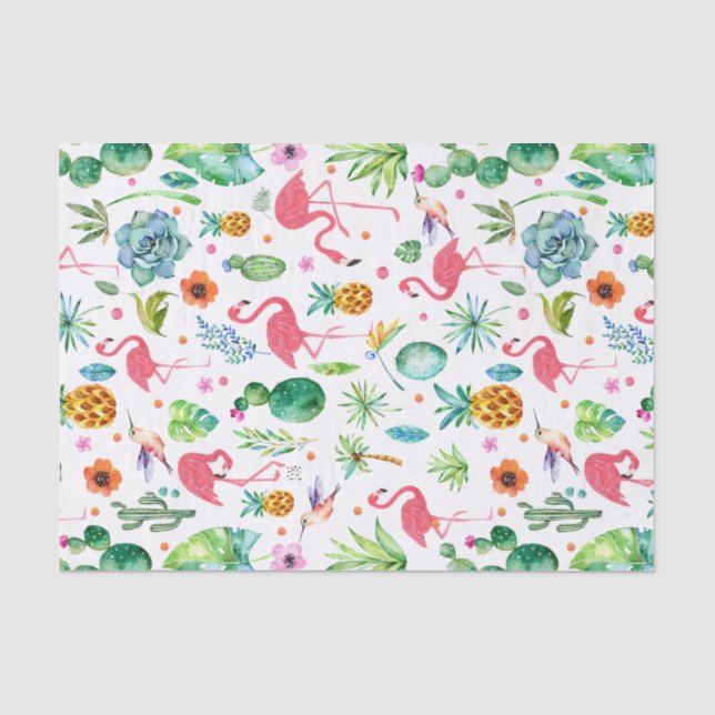 Alles tropische und rosa Flamingos Muster Seidenpapier (Vorderseite)