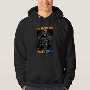 Alles tut weh und müde Randknoten Skelett 2 Hoodie
