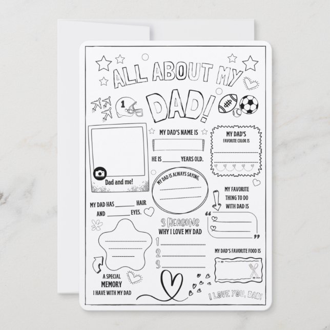 Alles über meinen Vater ,Kindergeschenk für Väter  Dankeskarte (Vorderseite)