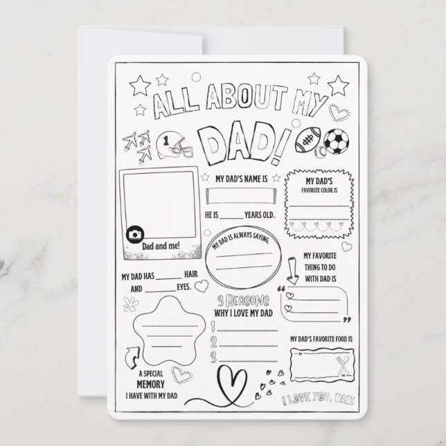Alles über meinen Vater, Kindergeschenk für Väter Dankeskarte (Vorderseite)