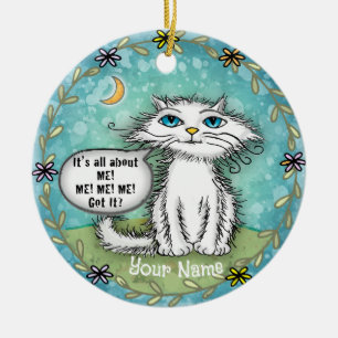Alles über mich - Katzenklatsche Keramik Ornament