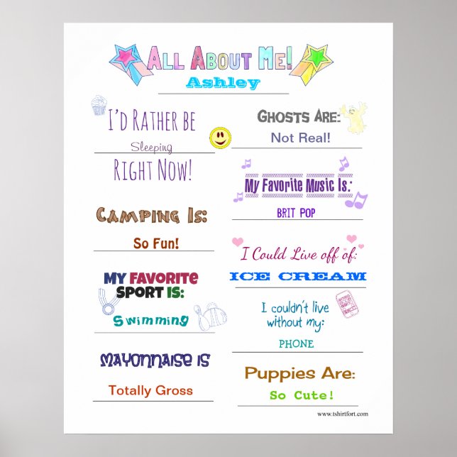 Alles über mich Quiz Poster (Vorne)