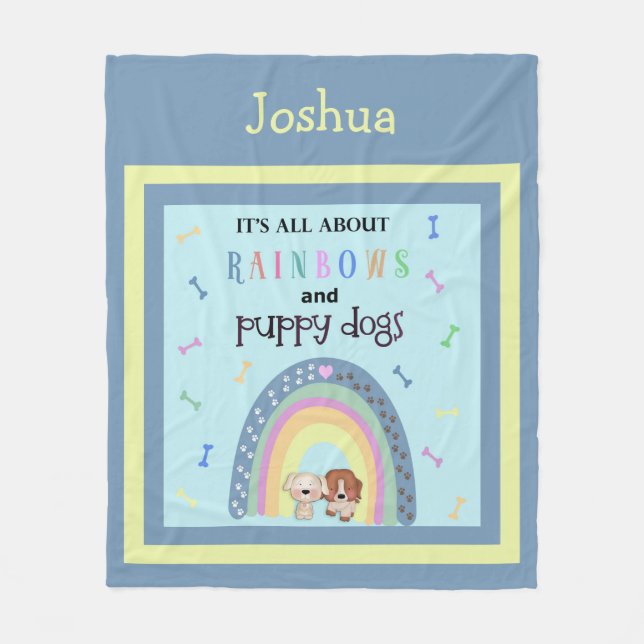 Alles über Regenbogen und Hunde Fleecedecke (Vorderseite)