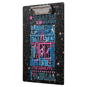 Alles über Turnen-Typografie in Rosa und Blau   Klemmbrett