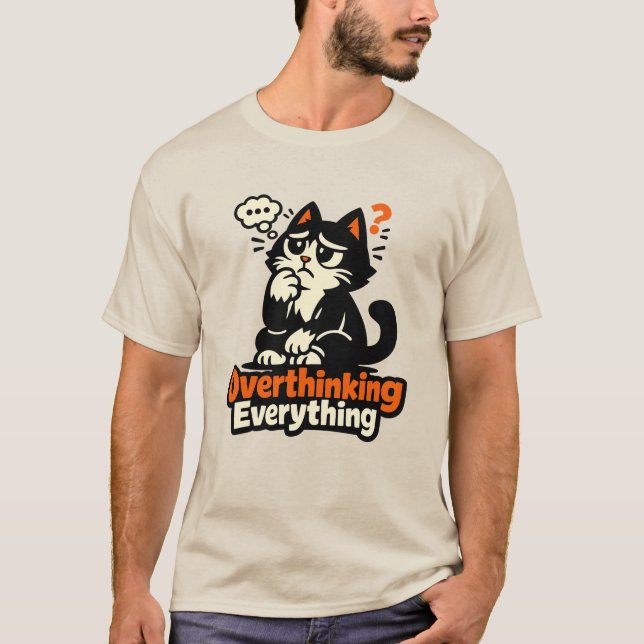 Alles Überdenkende Katze T-Shirt (Vorderseite)