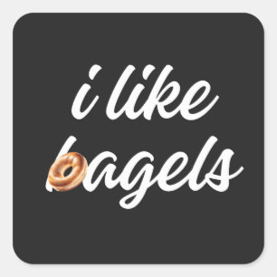 Alles, was Bagel liebt, ist wie Bagels minimalisti Quadratischer Aufkleber