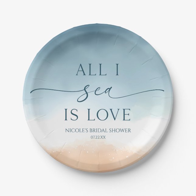 Alles, was das Meer ist Liebe Ocean Beach Shore Br Pappteller (Vorderseite)