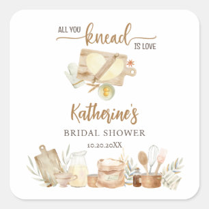 ALLES WAS DU BRAUCHST IST LIEBE BRIDAL SHOWER QUADRATISCHER AUFKLEBER