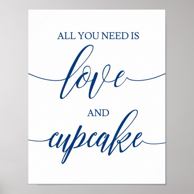 Alles was du brauchst ist Liebe, die blaue Kalligr Poster (Vorne)