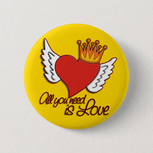Alles was du brauchst ist Liebe gelb Button