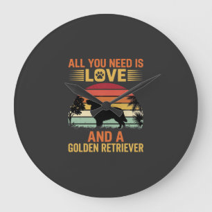 Alles was du brauchst ist Liebe Golden Retriever Große Wanduhr